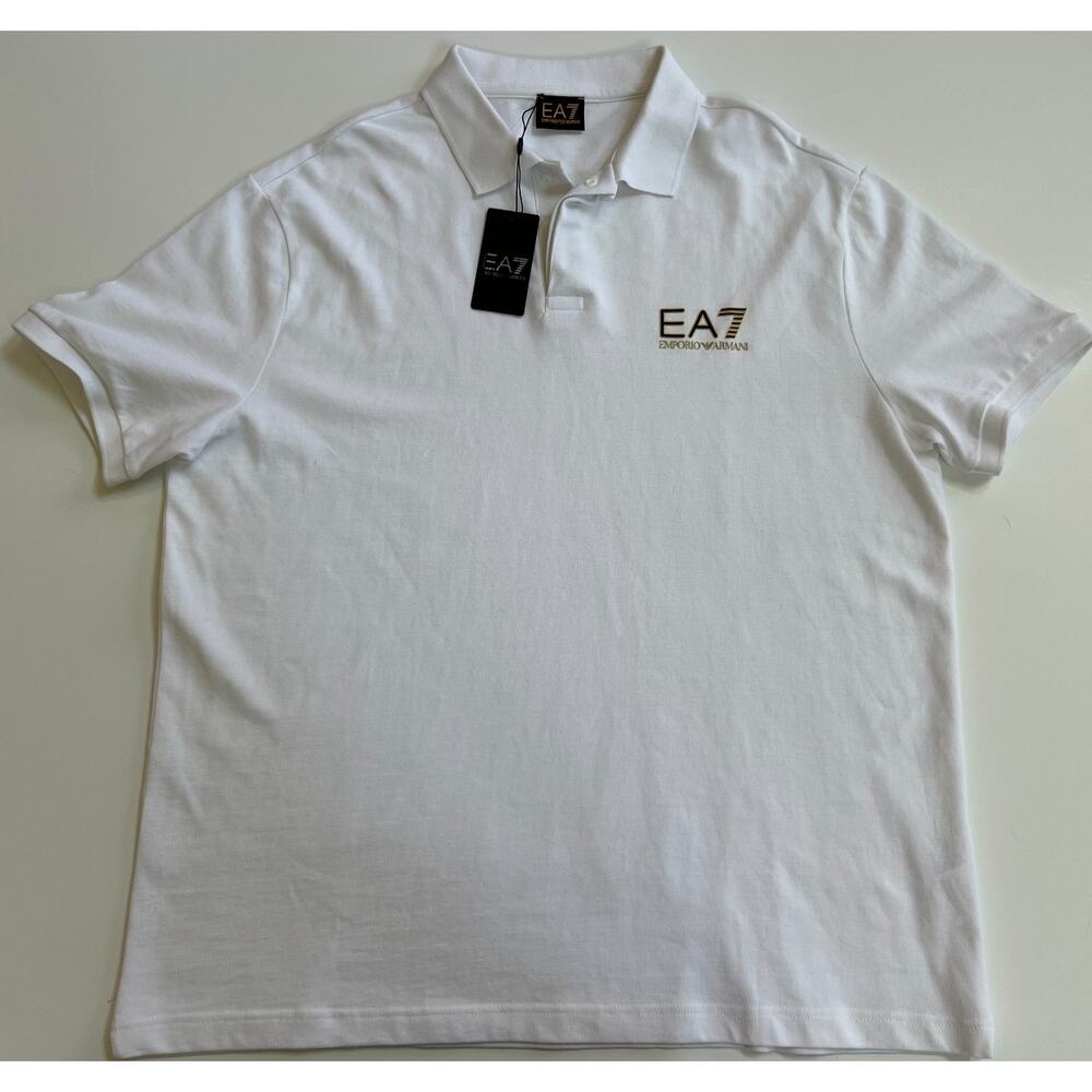 EA7 Emporio Armani Logo Polo T-Shirt White Men's Size XL New